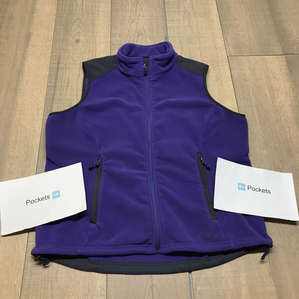 L.L. Bean Vest Womens Size L Purple Fleece Full Zip Cozy Cabincore Polartec Hike - Picture 7 of 11